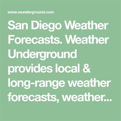 Weather Underground provides local & long-range weather forecasts, weatherreports, maps & tropical weather conditions for the San Diego area. . San diego wunderground